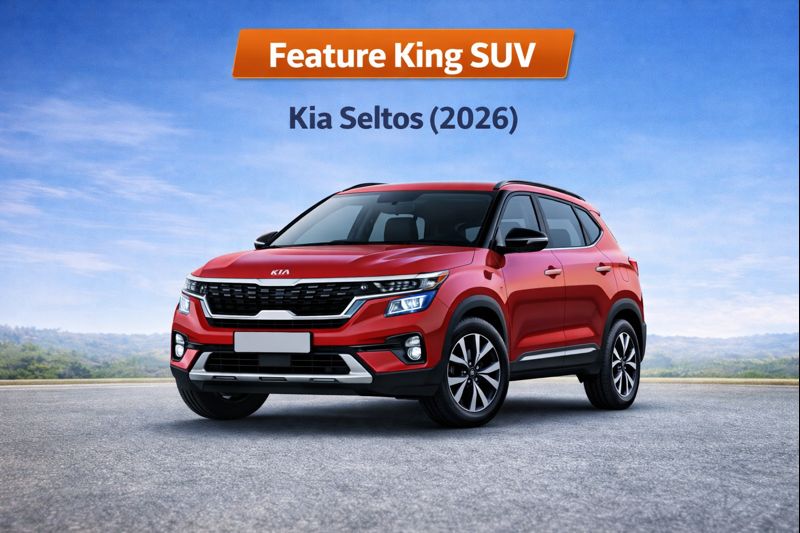 Red SUV parked on road